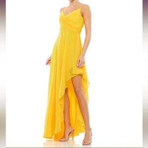 Ieena for Mac Duggal 70191 Asymmetrical Skirt Chiffon Dress Marigold Women Sz 6